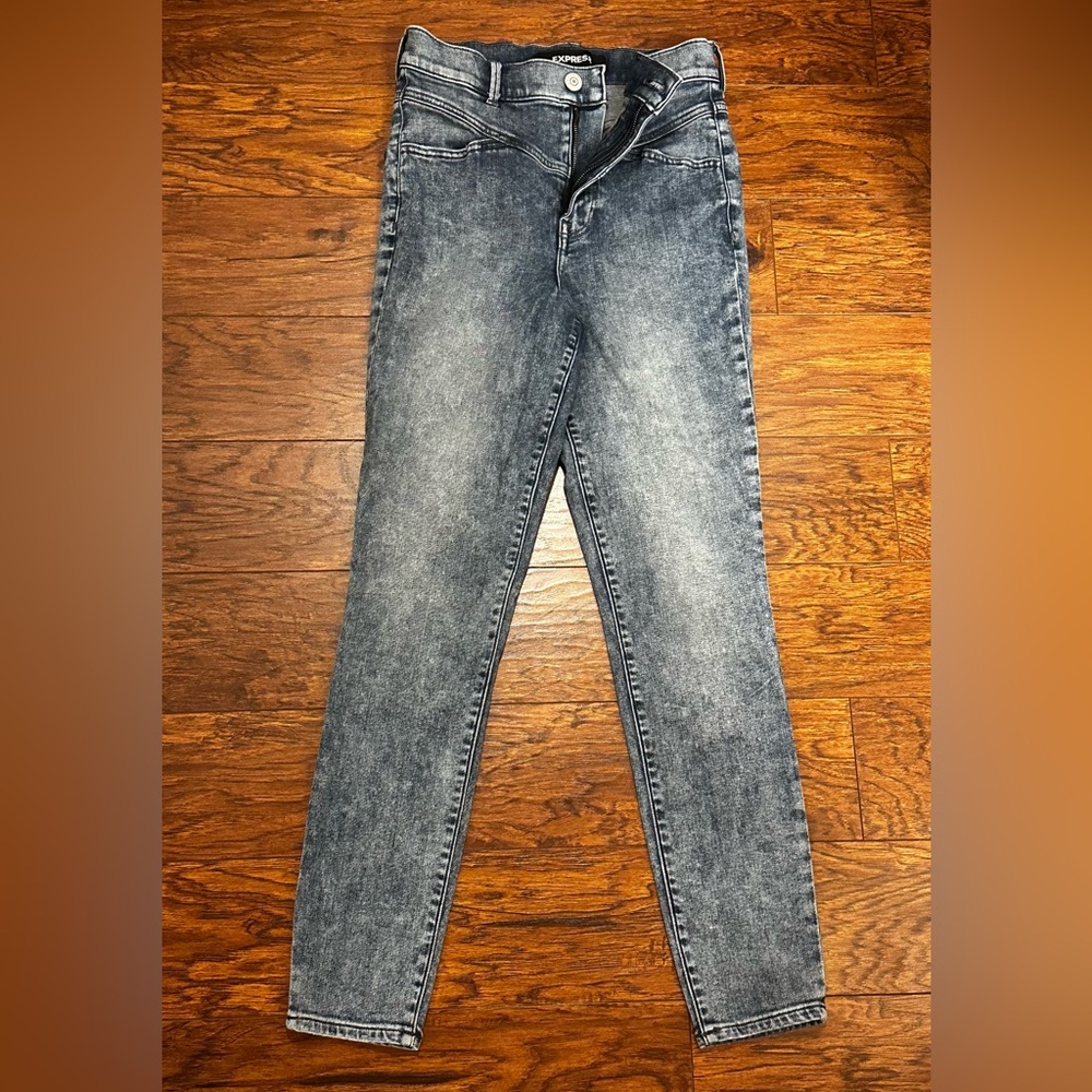 Express Women's Super High Rise Denim Blue Leggings